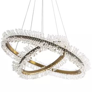 Люстра два кольца с хрустальным декором Rowan Crystal Ring Horizontal Brass Chandelier