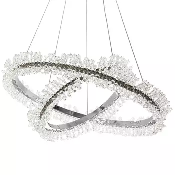 Люстра два кольца с хрустальным декором Rowan Crystal Ring Horizontal Chrome Chandelier