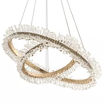Люстра два кольца с хрустальным декором Rowan Crystal Ring Horizontal Gold Chandelier