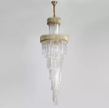 Люстра Empire Large Cascading Chandelier Gold Rectangular Crystal