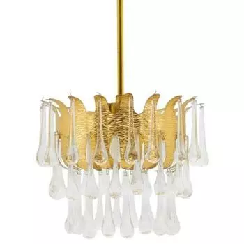 Люстра Ernst Palme Glass and Gilded Brass Chandelier