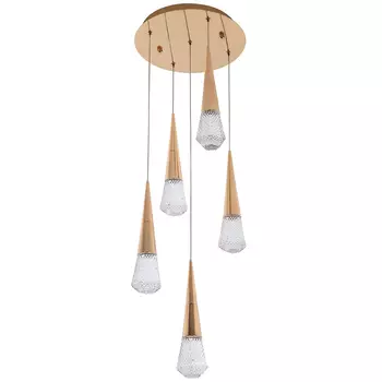 Люстра капли Acrylic Droplet Five Gold Chandelier