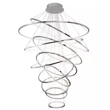 Люстра Композиция из 11 колец Ring Horizontal Chandelier Chrome