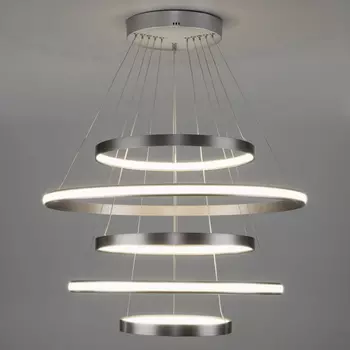 Люстра Light Ring Vertical Silver 5 колец