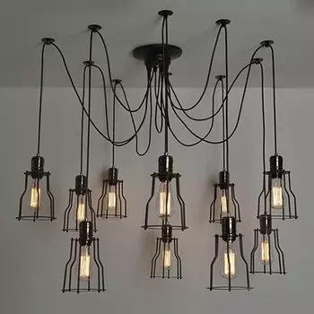 Люстра Loft Industrial 10 wire Cage Filament Pendant