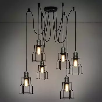 Люстра Loft Industrial 6 wire Cage Filament Pendant