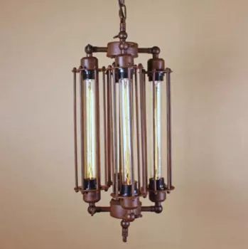 Люстра Loft Industrial Edison Cage Vertical Quatro Chain