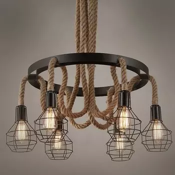 Люстра Loft Rope Chandelier cage VI