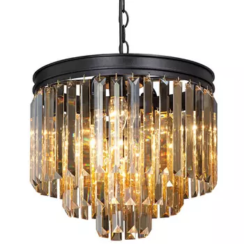 Люстра ODEON Amber GLASS 3-TIER Black Янтарное стекло D 36
