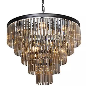 Люстра ODEON Amber GLASS 5-TIER Black Янтарное стекло D 80