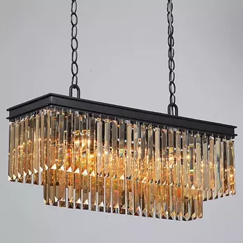 Люстра Odeon Amber GLASS Rectangular Chandelier Black iron Янтарное стекло 80