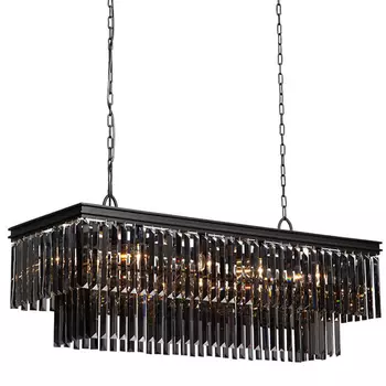 Люстра Odeon Gray glass Rectangular Chandelier Black iron стекло Смок длина 120