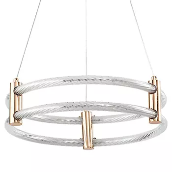 Люстра подвесная светодиодная с 2-мя плафонами в форме колец Lighting Rings Gold