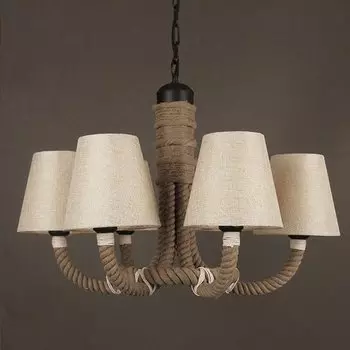 Люстра Rattan Chandelier Loft Rope Light