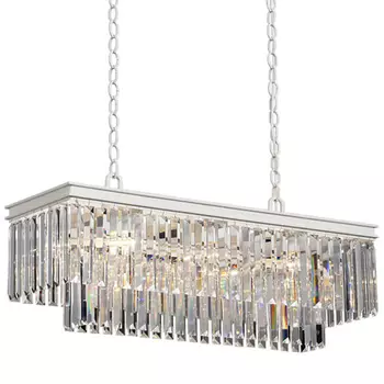 Люстра RH 1920s Odeon Clear Glass Rectangular Chandelier White iron Длина 80