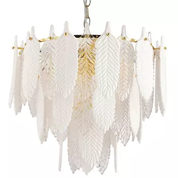 Люстра с декором из рельефного стекла в виде перьев Abelia Feather Chandelier 10