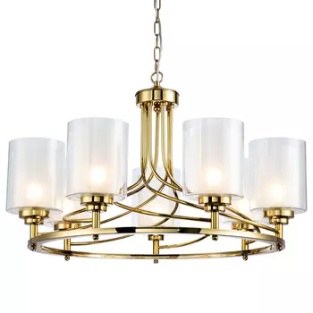 Люстра с двойными плафономи Gold Helix 7 ламп