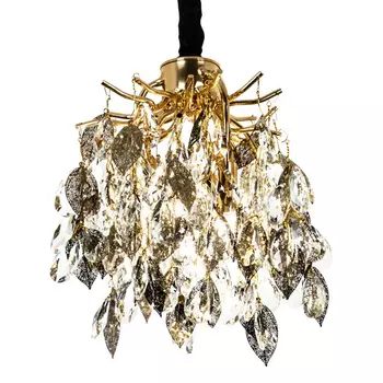 Люстра с хрустальными подвесками и металлическими в виде листьев Fairytree Light Chandelier 2