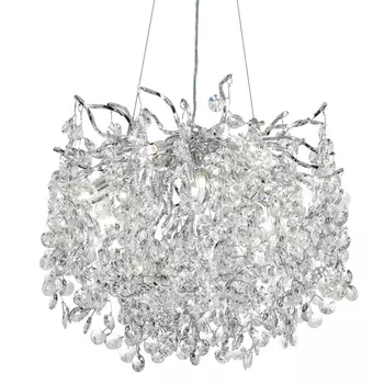 Люстра с хрустальными подвесками на металлических ветках Fairytree Light Silver Chandelier 10
