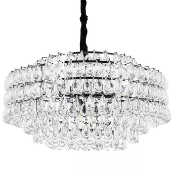 Люстра с хрустальными подвесками в виде капель Antoine Crystal Drops Chrome Chandelier 16