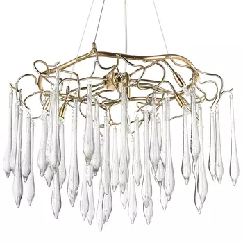 Люстра с хрустальными подвесками в виде капель Droplet Crystal Gold Chandelier 8