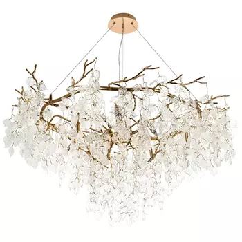 Люстра с хрустальными подвесками в виде листьев Fairytree Leaves Gold Chandelier 10