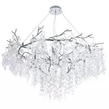 Люстра с хрустальными подвесками в виде листьев Fairytree Leaves Silver Chandelier 10