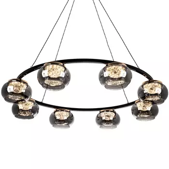 Люстра с круглыми плафонами из дымчато-серого стекла IONA Grey Glass Chandelier 8