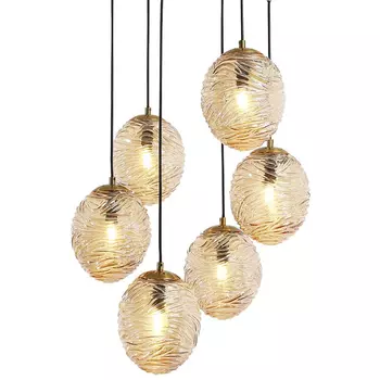 Люстра с плафонами янтарного цвета Perforated Glass 6 Ламп