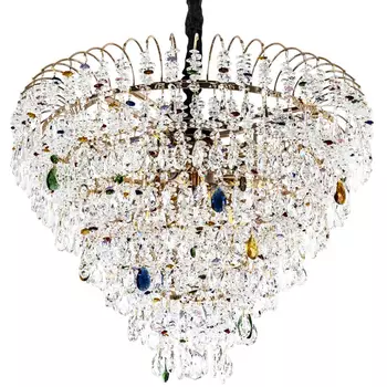 Люстра с прозрачными и цветными подвесками из хрусталя Colorful Crystals Chandelier 12