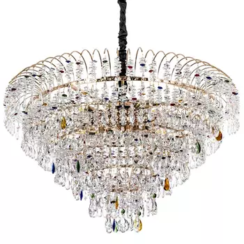 Люстра с прозрачными и цветными подвесками из хрусталя Colorful Crystals Chandelier 18
