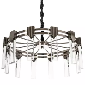 Люстра с прямоугольными хрустальными плафонами Glass Rectangles Chrome Chandelier 60