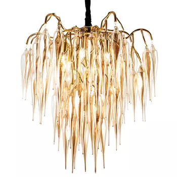 Люстра со стеклянными подвесками янтарного цвета Ambre Glass Chandelier 70