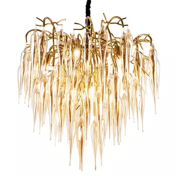 Люстра со стеклянными подвесками янтарного цвета Ambre Glass Chandelier 80