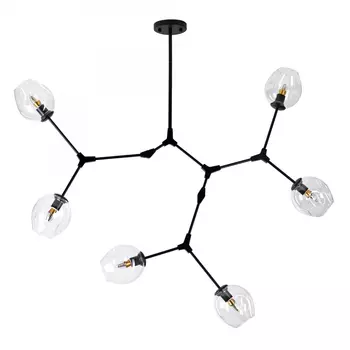 Люстра Сrumpled Glass Bubble Chandelier Black 6 плафонов