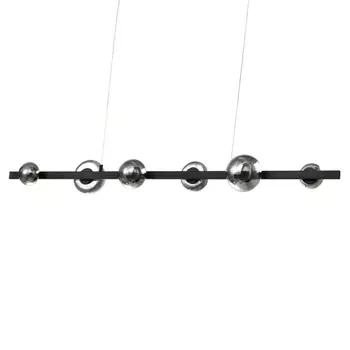 Люстра светодиодная линейная с 6-ю круглыми серыми плафонами Iona Chandelier Black