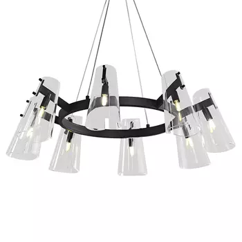 Люстра светодиодная с прозрачными плафонами из акрила и стали Glass Cylinder Black