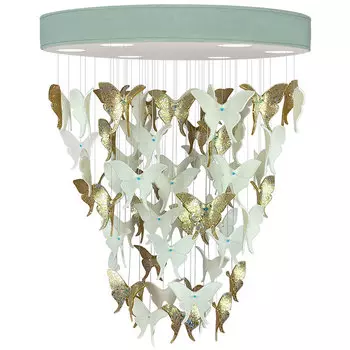 Люстра Золотые Бабочки Светло-Зеленая база Night Butterflies Chandelier Gold