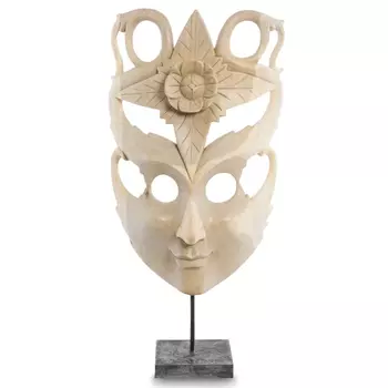 Маска ручной работы деревянная с резьбой Mask of Happiness