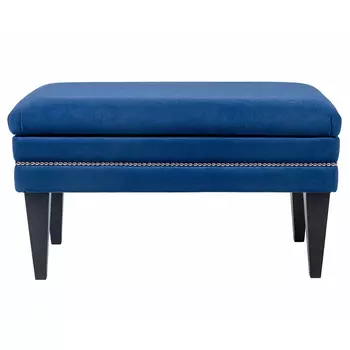 Мягкая банкетка на черных ножках с зоной для хранения Casket Blue