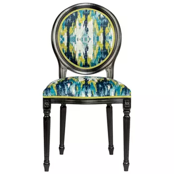 Мягкий стул с сине-зеленым узором Ikat Pattern