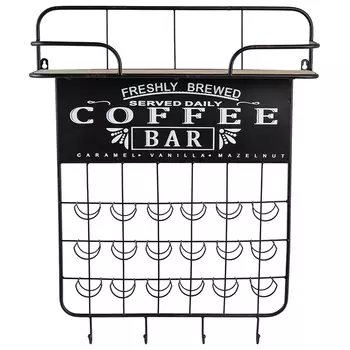 Настенная полка с крючками Coffee Bar