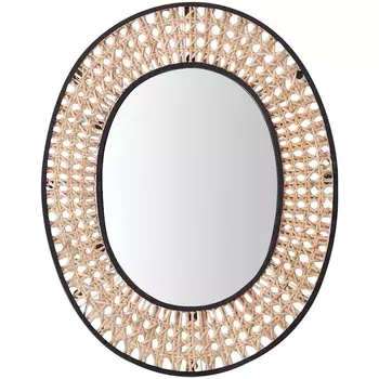 Настенное овальное зеркало в раме из ротанга Ellery Rattan Wicker Mirror