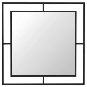 Настенное зеркало квадратной формы в черной металлической раме CORNER MIRROR BLACK