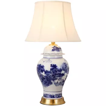 Настольная лампа с абажуром Blue Chinoiserie Table Lampshade