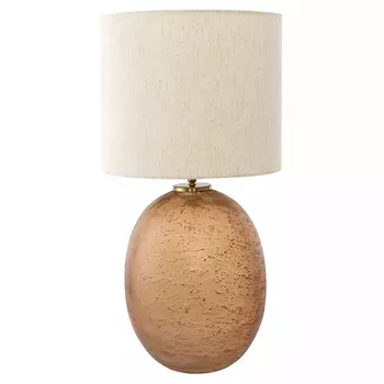 Настольная лампа с тканевым бежевым абажуром на овальном основании Beige Lampshade on Oval Base