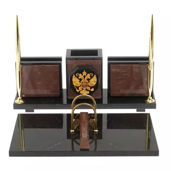 Настольный письменный набор из камня лемезит с гербом России Royal Accessory