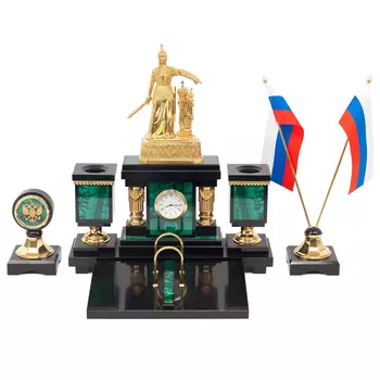 Настольный письменный набор из малахита и долерита Leader Organizer