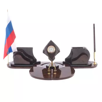 Настольный письменный набор из природного камня обсидиана коричневого Team leader