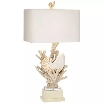 Nautilus Shell and White Coral Table Lamp